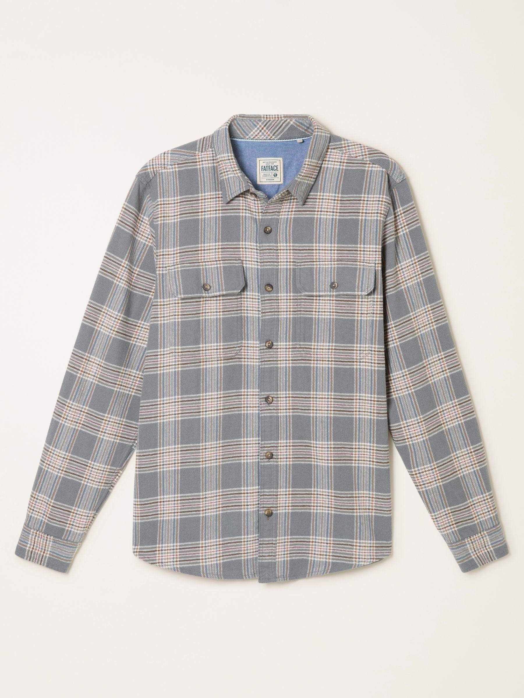 Westry Light Grey Long Sleeve Check Shirt by FAT FACE