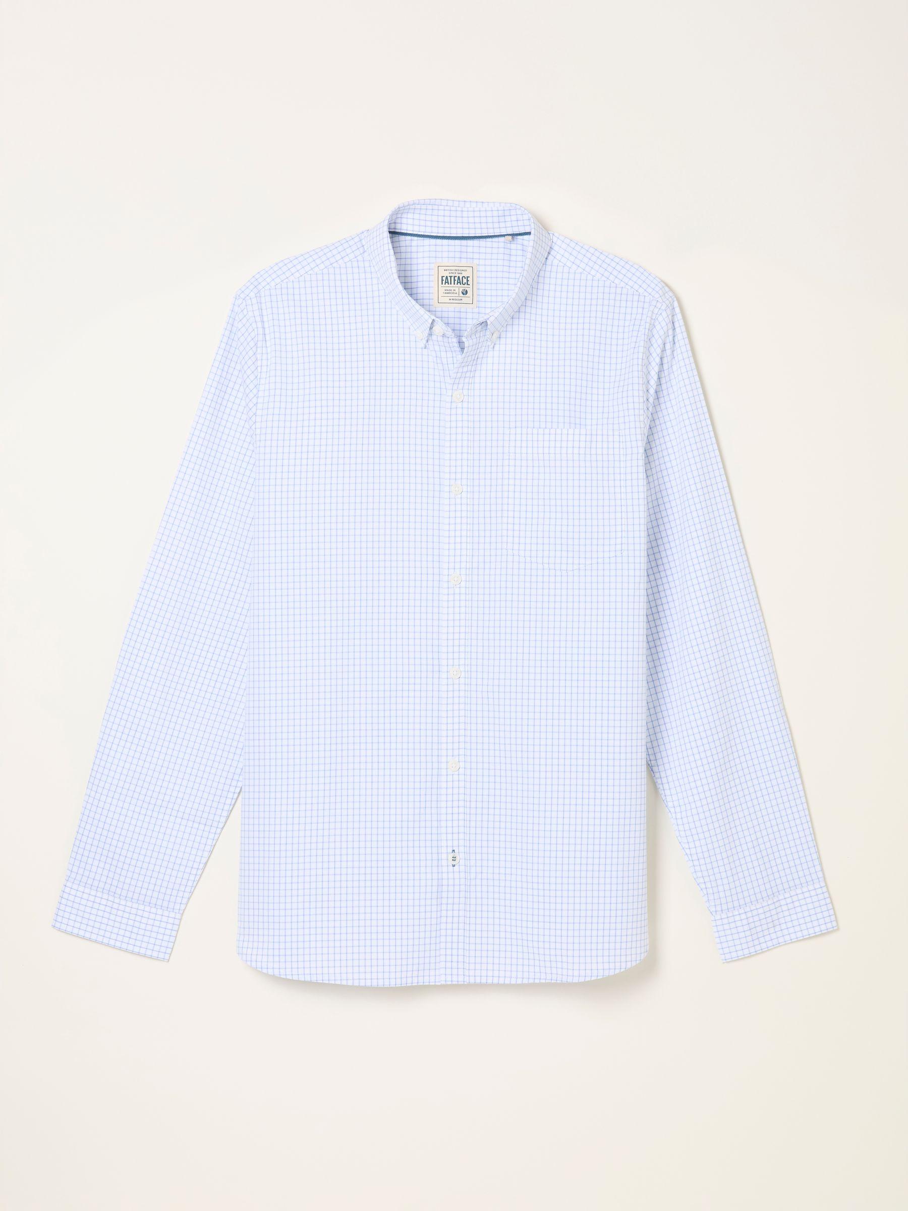 White Long Sleeve Mini Grid Check Shirt by FAT FACE