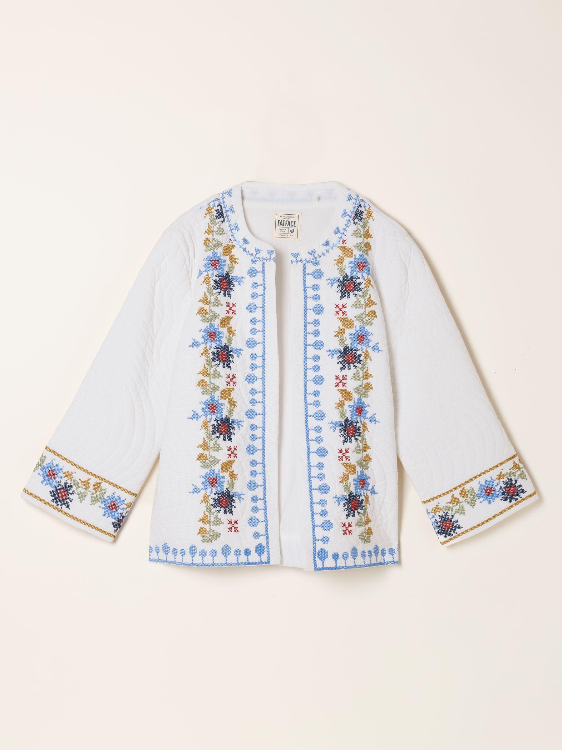 White Petite Embroidered Jacket by FAT FACE