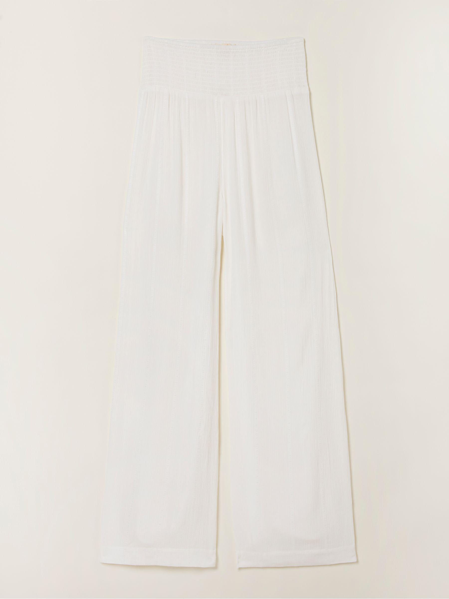 White Shirred Palazzo Wide Leg Trousers by FAT FACE