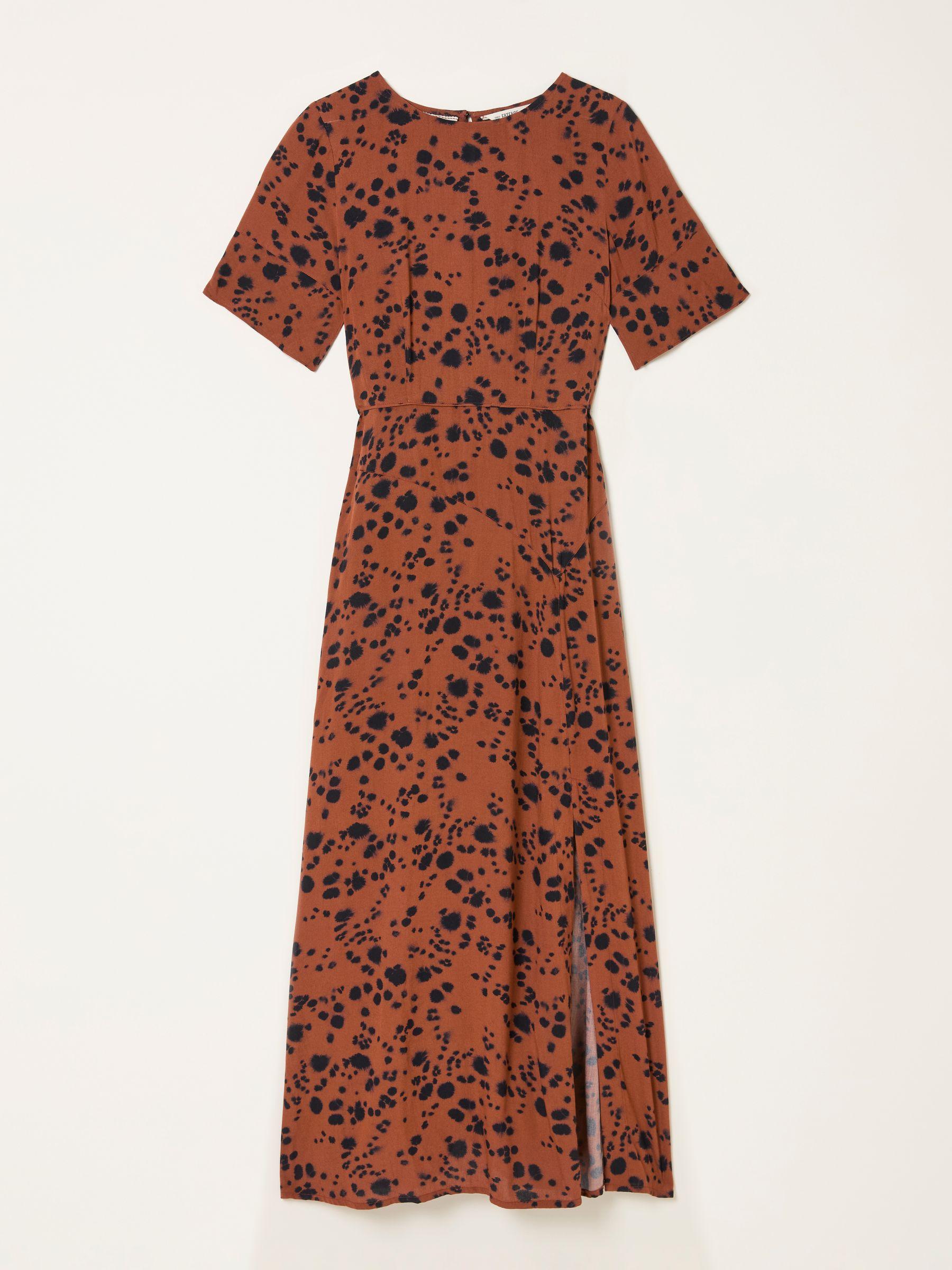 Winona Tan Brown Animal Spot Regular Midi Dress by FAT FACE