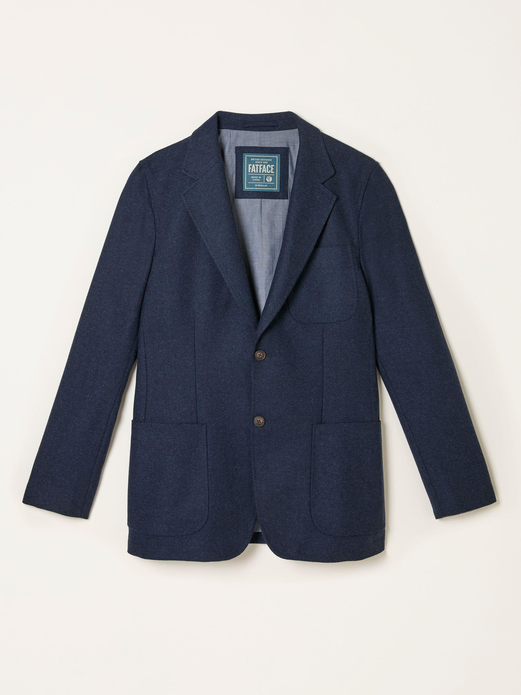 Witley Navy Wool Mix Herringbone Blazer by FAT FACE