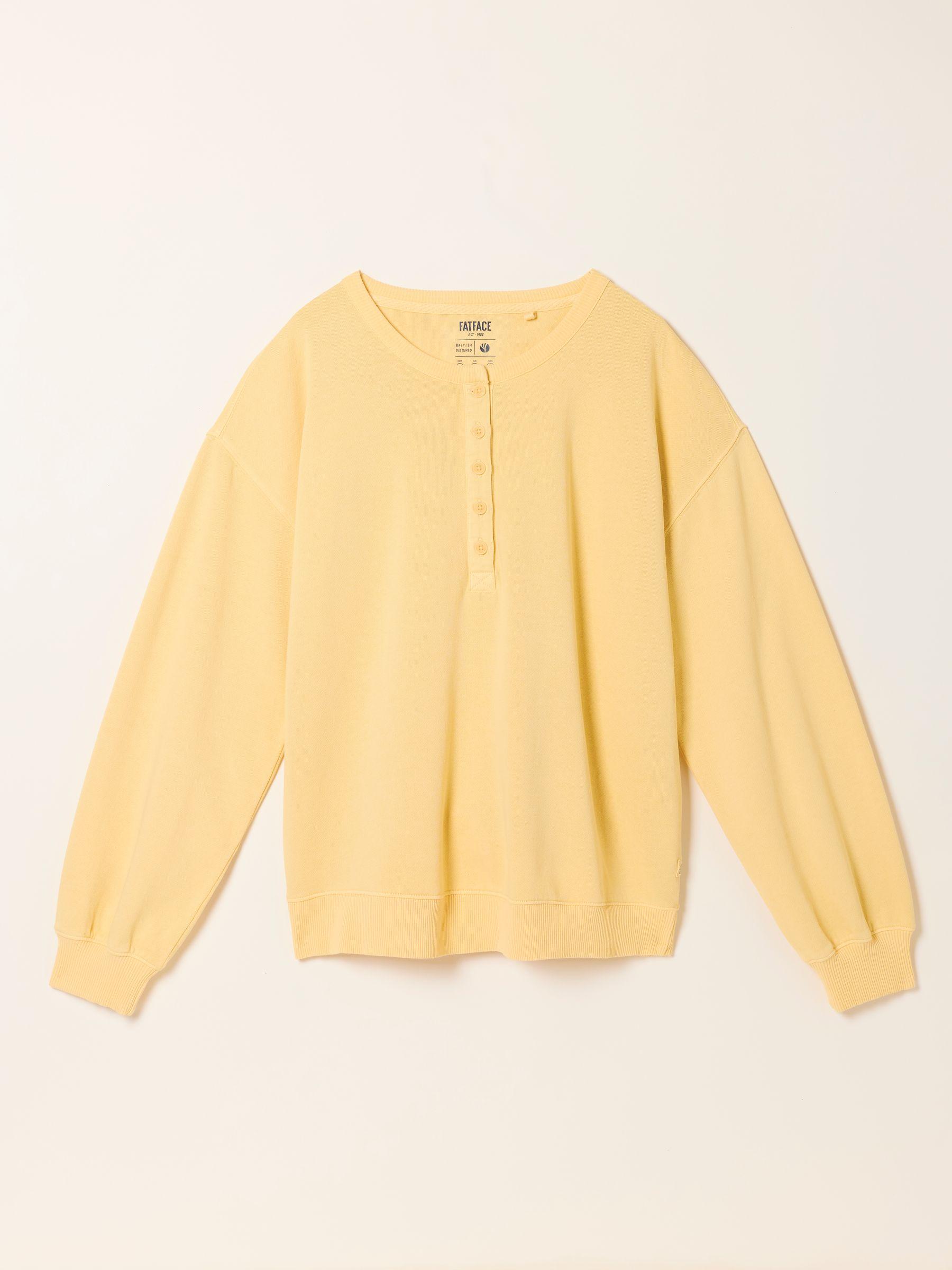 Yellow Garment Dye Henley Top by FAT FACE