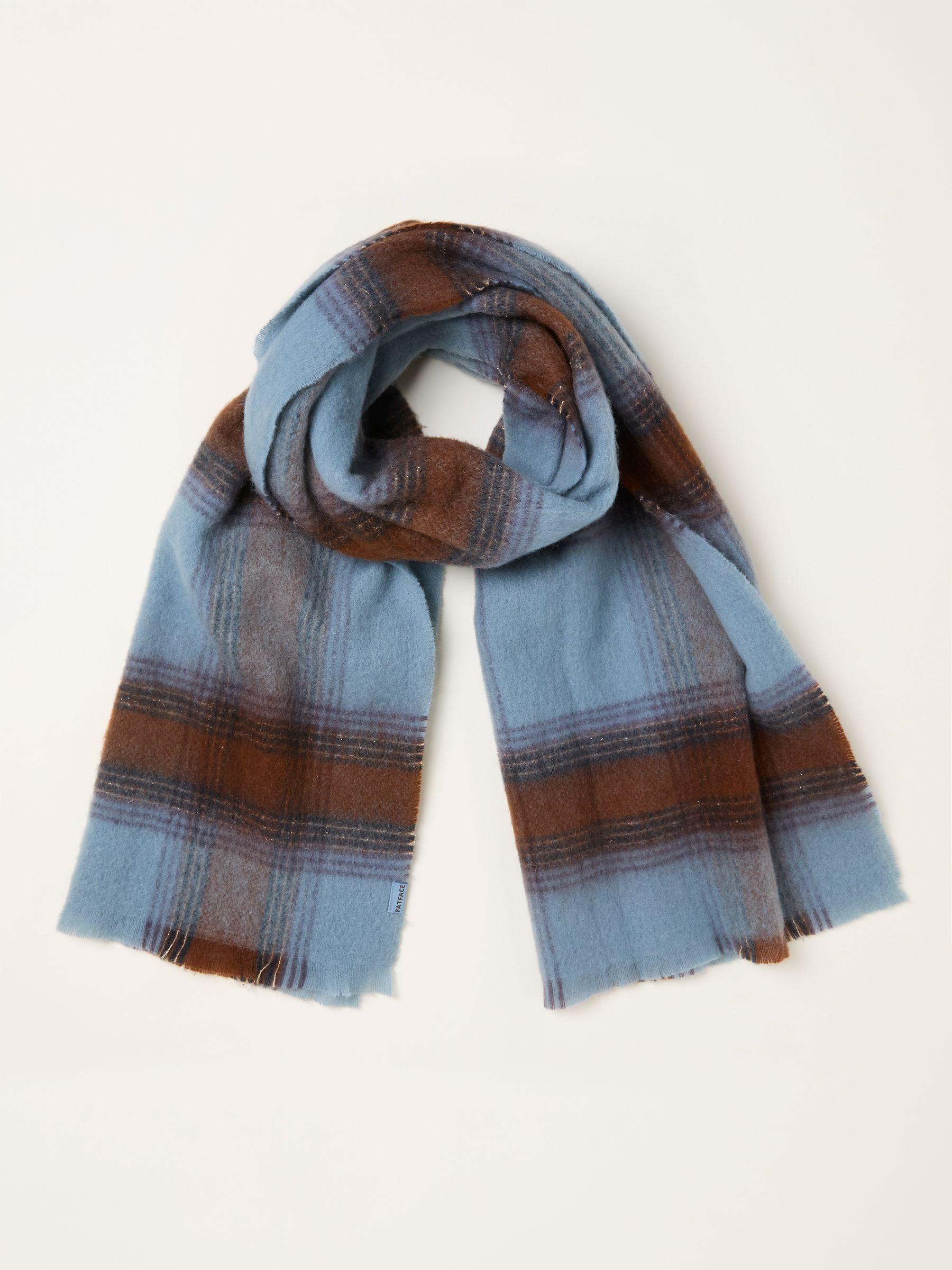 Zoe Blue Check Scarf by FAT FACE