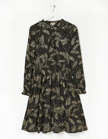 Copper & Black Calwich Metallic Feather Dress by FATFACE