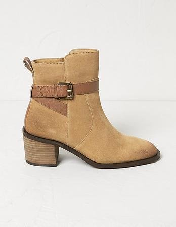 Freya Suede Block Heel Ankle Boot by FATFACE