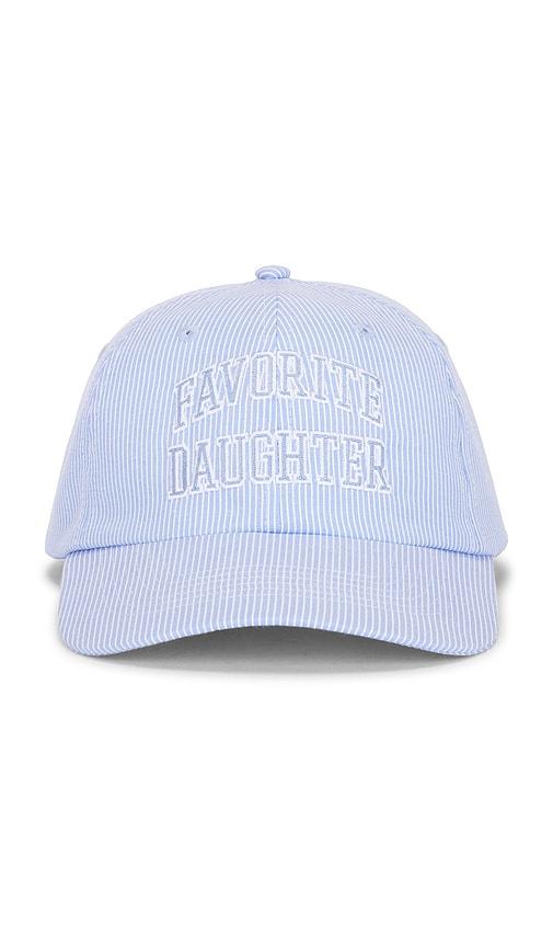Favorite Daughter Stripe Logo Baseball Cap in Blue by FAVORITE DAUGHTER