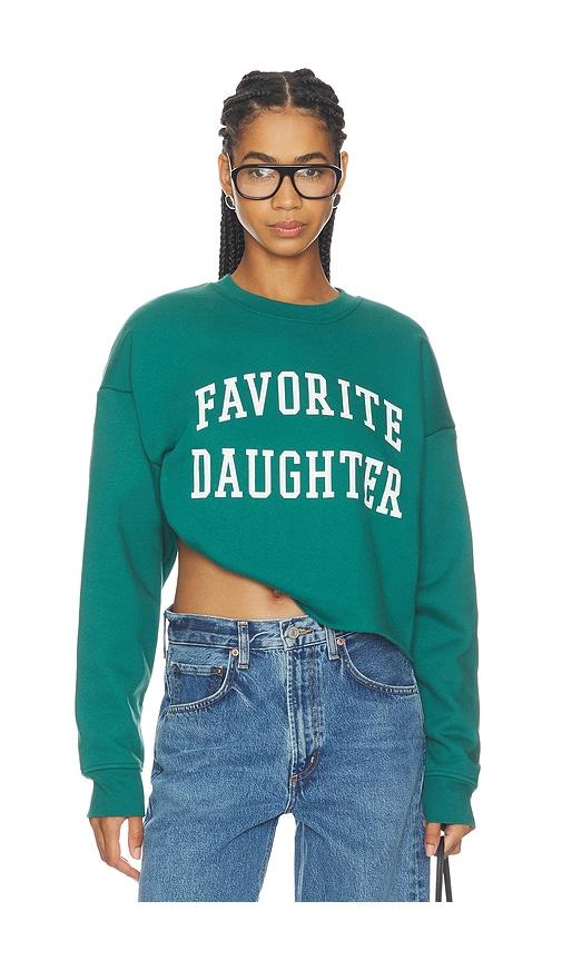 Favorite Daughter The Cropped Collegiate Sweatshirt in Green by FAVORITE DAUGHTER