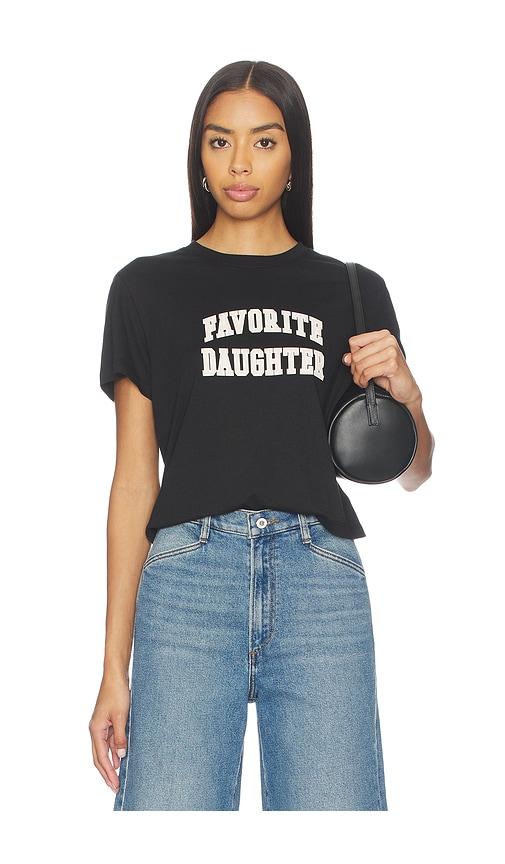 Favorite Daughter The Cropped Collegiate Tee in Black by FAVORITE DAUGHTER