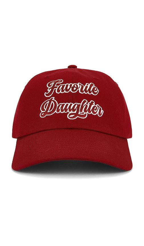 Favorite Daughter The Script Logo Baseball Cap in Red by FAVORITE DAUGHTER