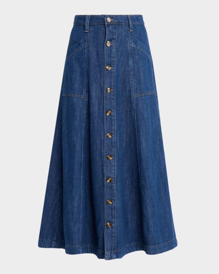 The Lila Denim Midi Skirt by FAVORITE DAUGHTER
