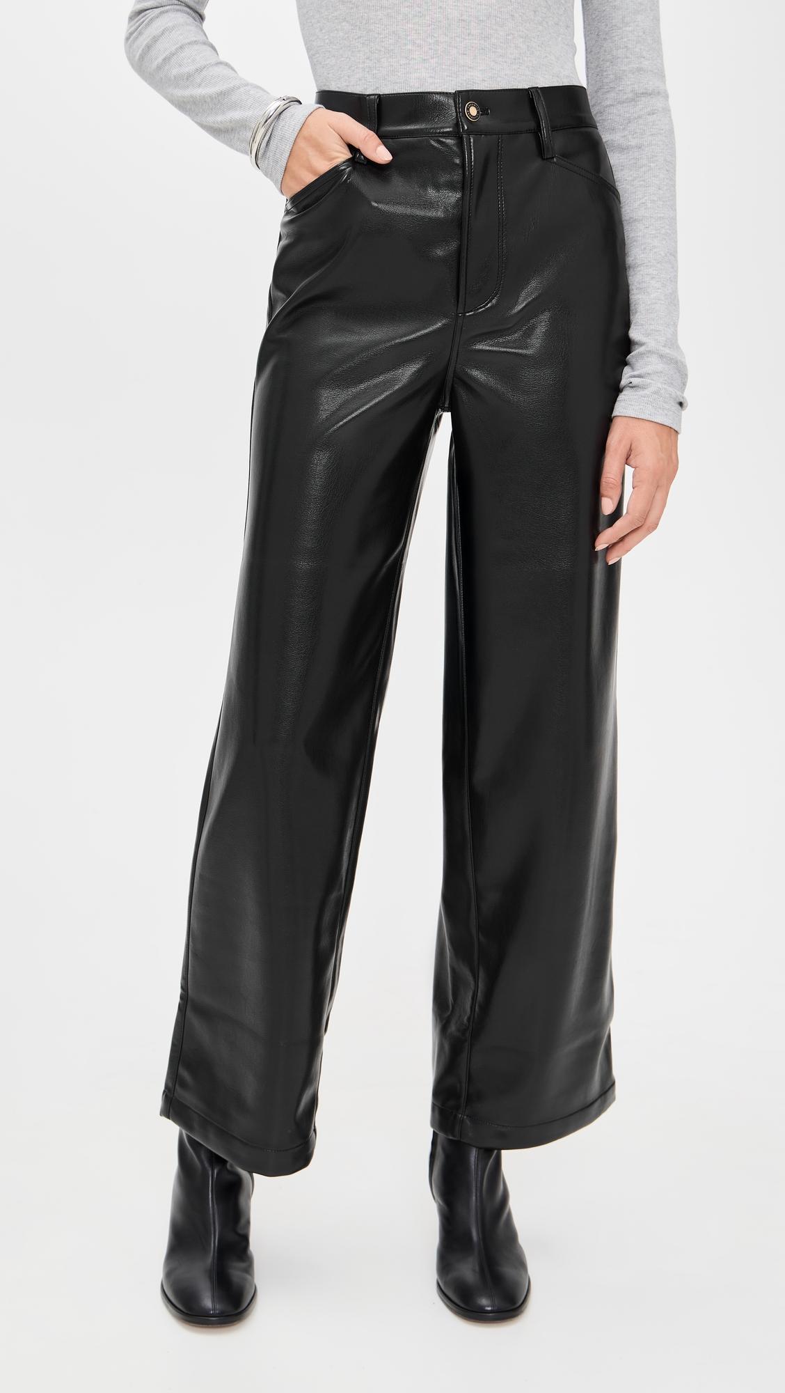 The Mischa Faux Leather Super High Rise Wide Leg Ankle Pants by FAVORITE DAUGHTER