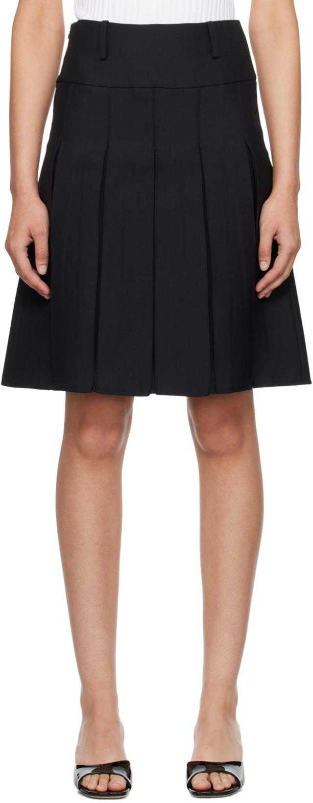Black Pleated Midi Skirt by FAX COPY EXPRESS