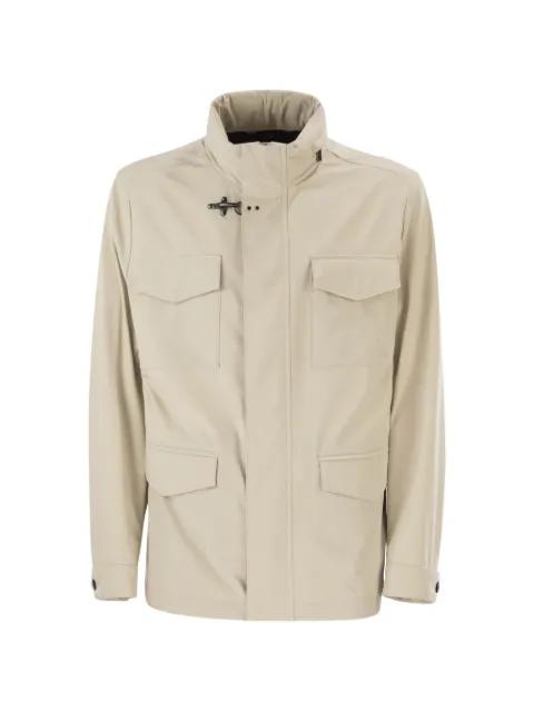 detachable-hood flap-pocket jacket by FAY