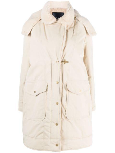 detachable-hood parka coat by FAY