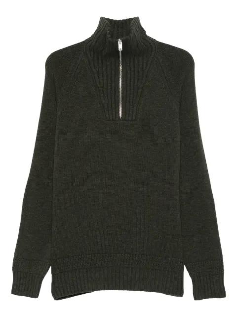 half-zip elbow-patch sweater by FAY