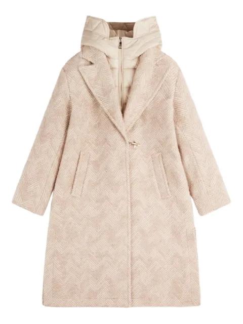 herringbone hoodied coat by FAY