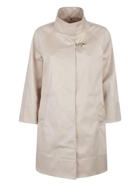 high-neck patch-pockets oversized coat by FAY