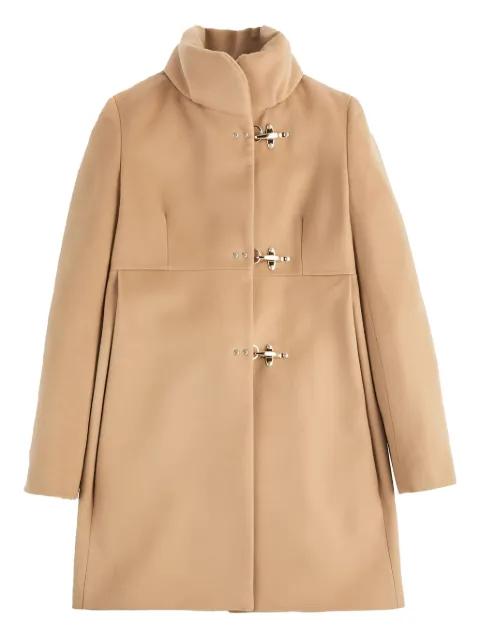 high-neck toggle-fastening coat by FAY