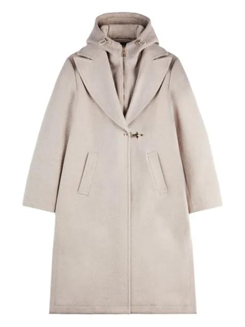 layered hoodied coat by FAY