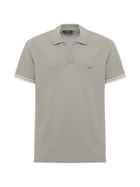 logo-embroidered striped-trim polo shirt by FAY