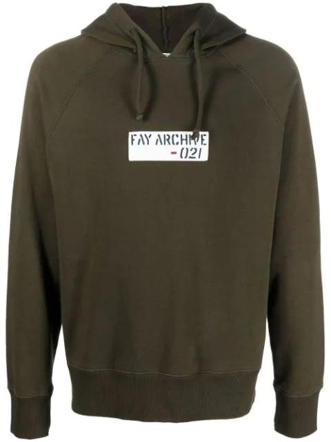 logo-print drawstring hoodie by FAY