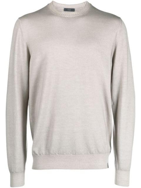 logo-tag crew-neck jumper by FAY
