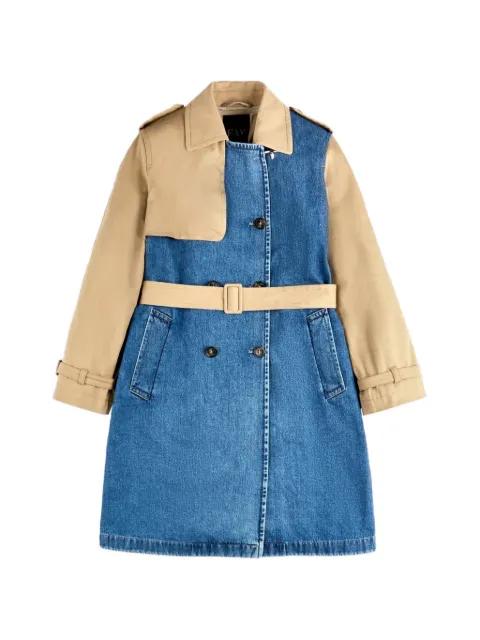 panelled-design belted coat by FAY