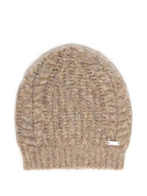 ribbed logo-plaque beanie hat by FAY