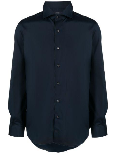 spread-collar button-up shirt by FAY