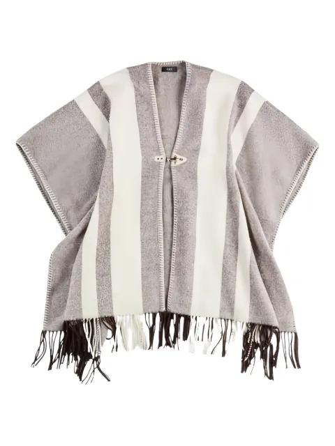 striped-fringe poncho by FAY
