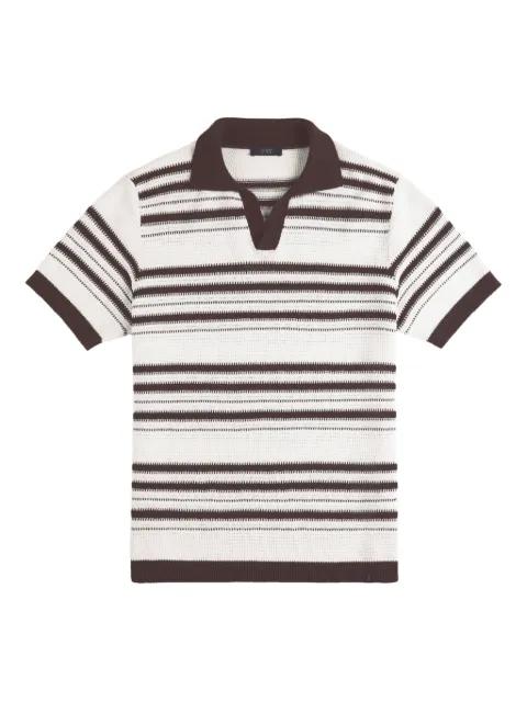 striped ribbed-knit short-sleeves polo shirt by FAY