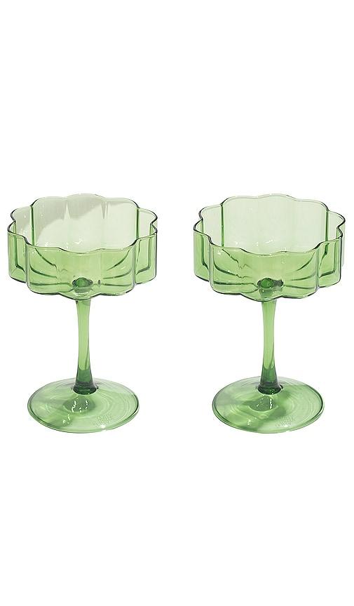 Fazeek Wave Coupe Glasses Set of 2 in Green by FAZEEK