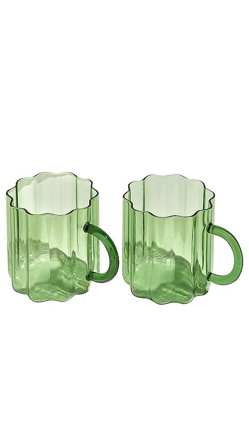 Fazeek Wave Mugs Set of 2 in Green by FAZEEK