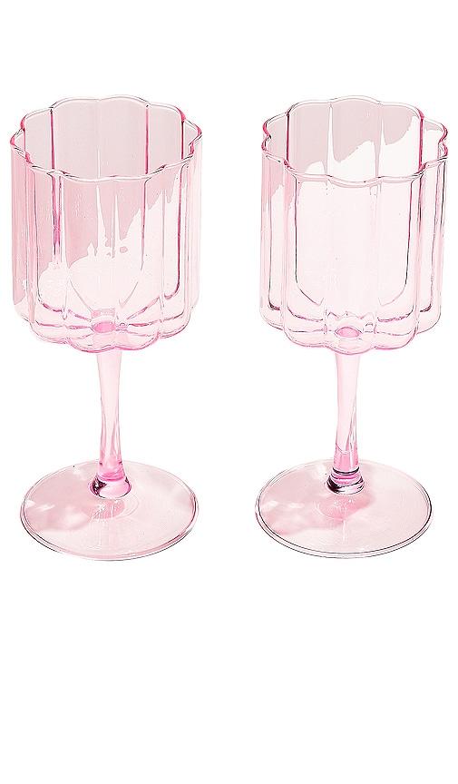 Fazeek Wave Wine Glasses Set of 2 in Pink by FAZEEK