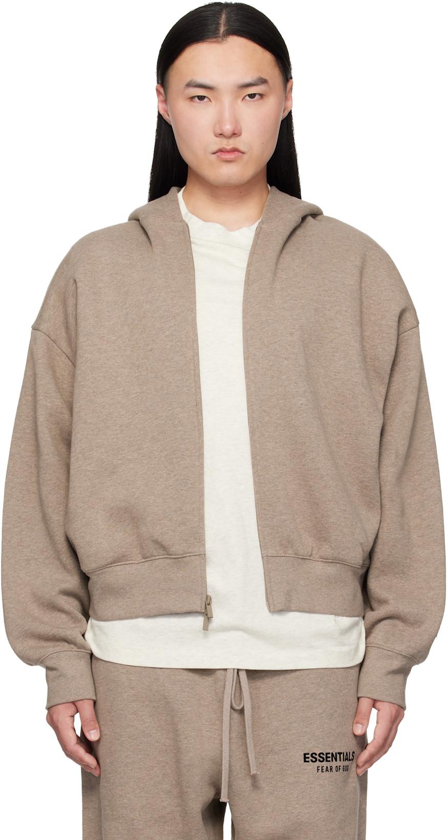 Beige Classic Zip-Up Hoodie by FEAR OF GOD