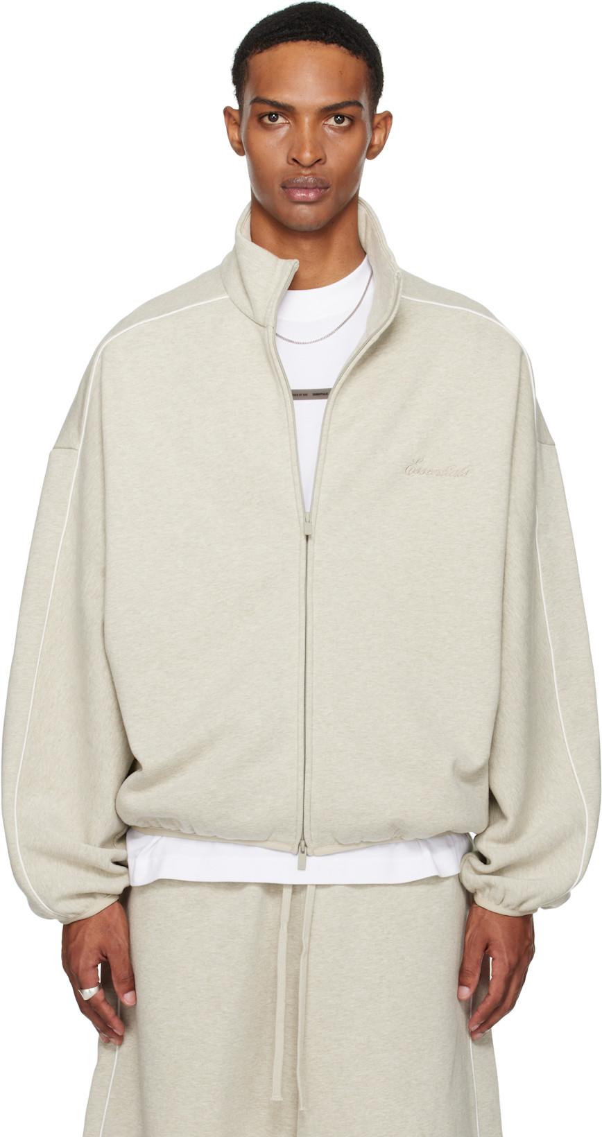 Beige Modern Fit Fleece Track Jacket by FEAR OF GOD