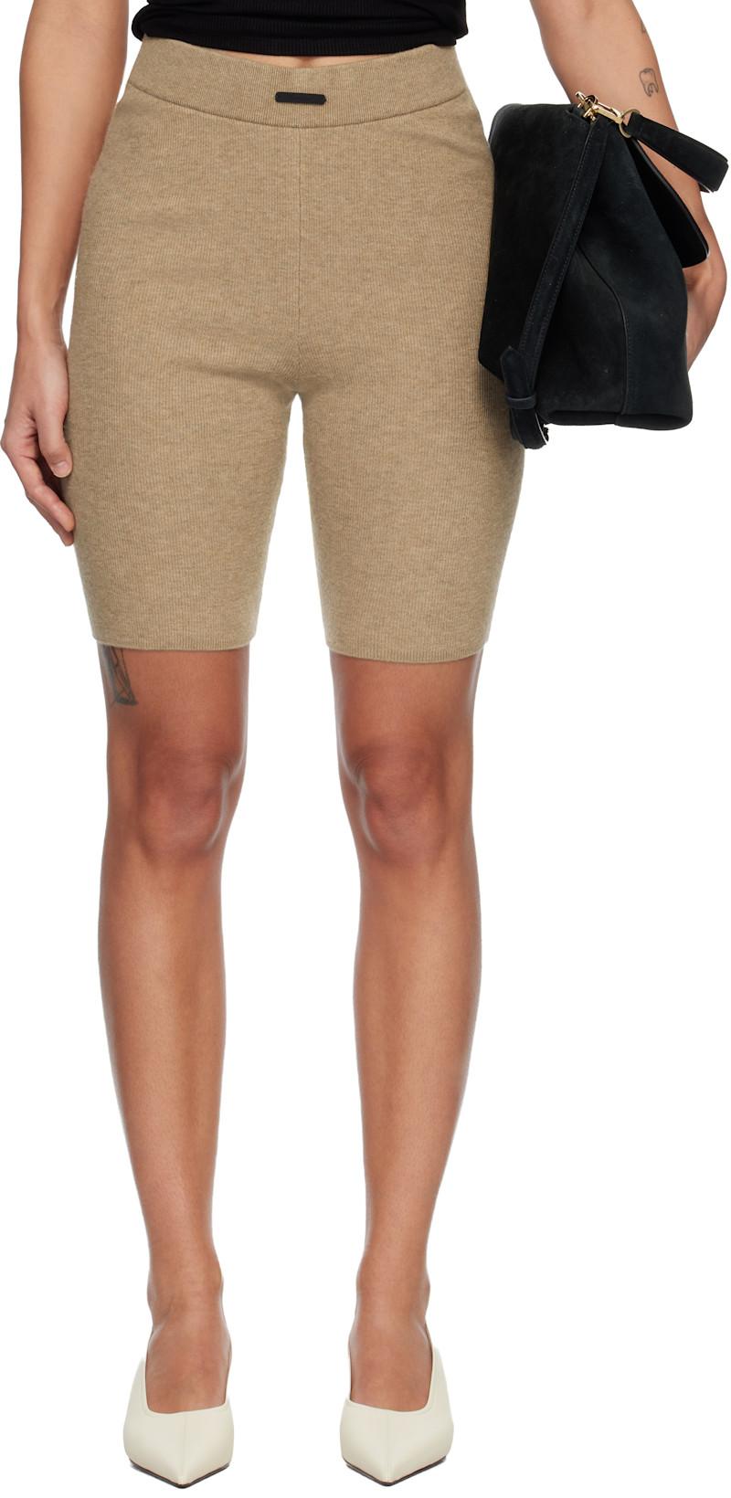 Beige Rib Knit Bike Shorts by FEAR OF GOD