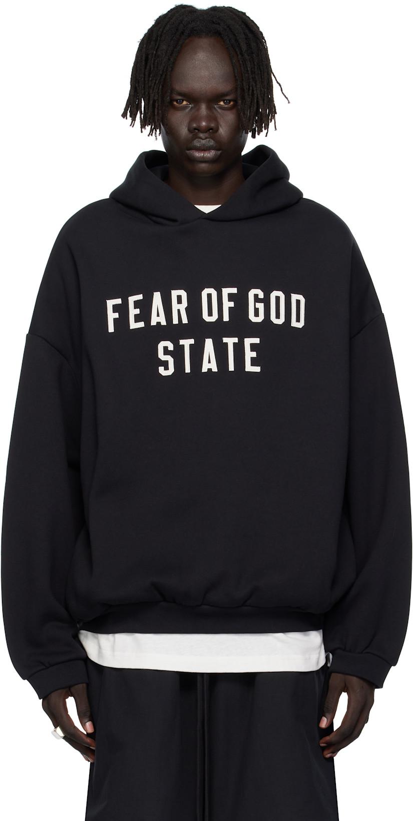 Black 90s Fit Fleece Hoodie by FEAR OF GOD