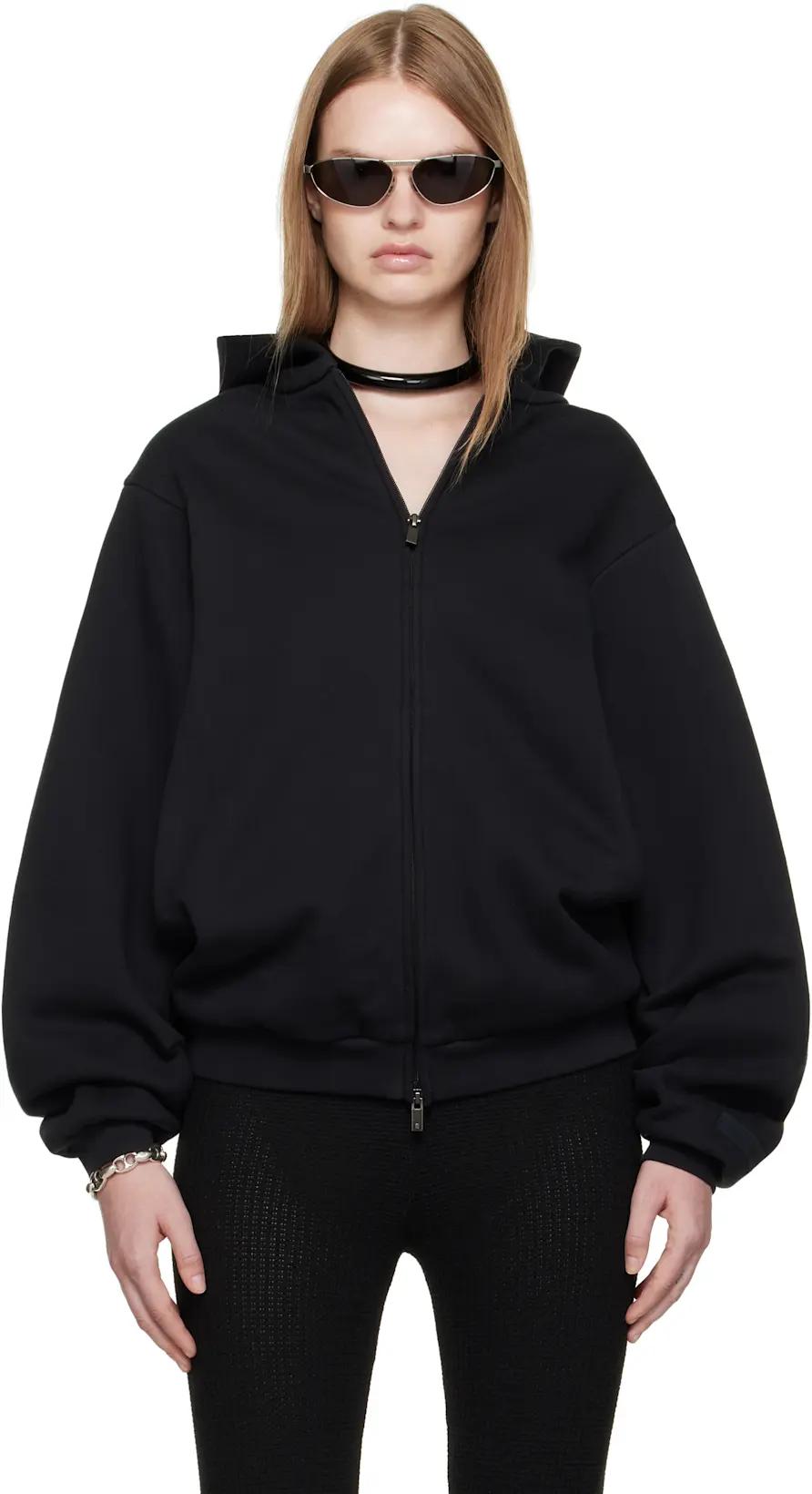 Black 90s Fleece Zip-Up Hoodie by FEAR OF GOD