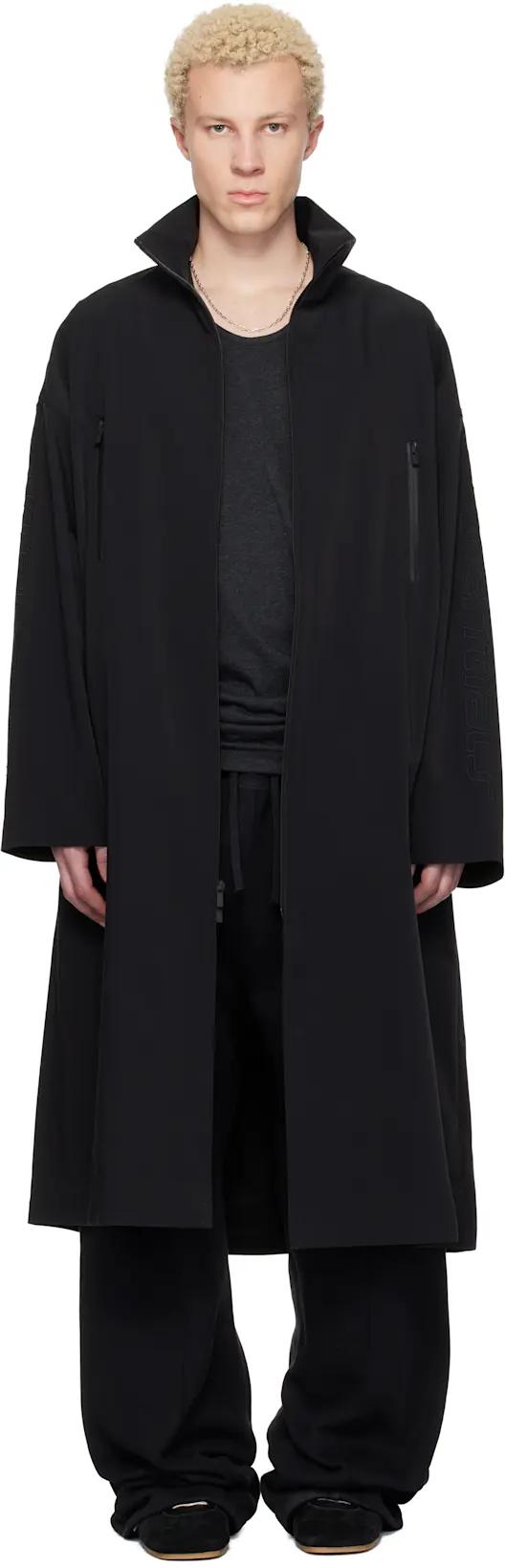 Black Active Trace Full Length Trench Coat by FEAR OF GOD