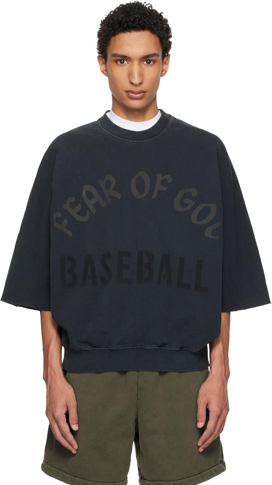 Black 'Baseball' Cut Sleeve Sweatshirt by FEAR OF GOD