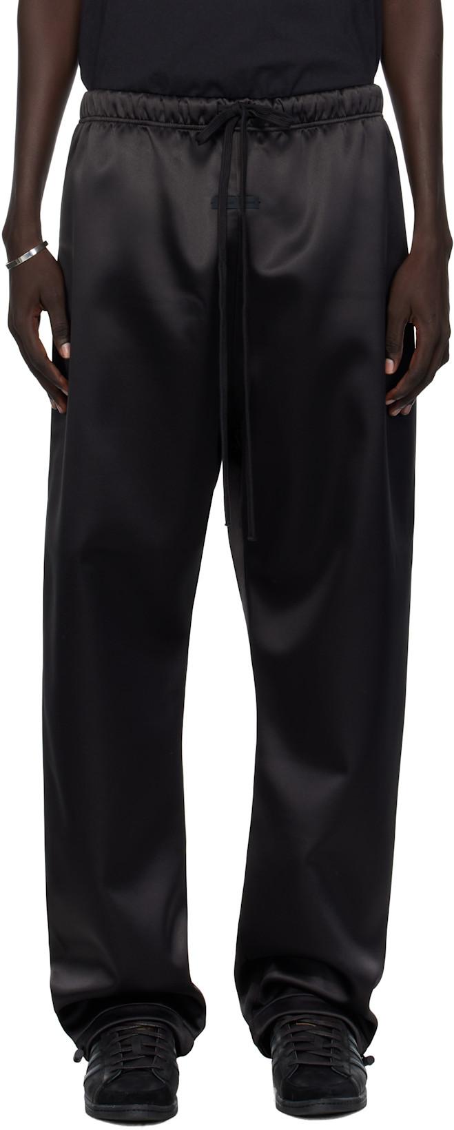 Black Bonded Satin Relaxed Track Pants by FEAR OF GOD