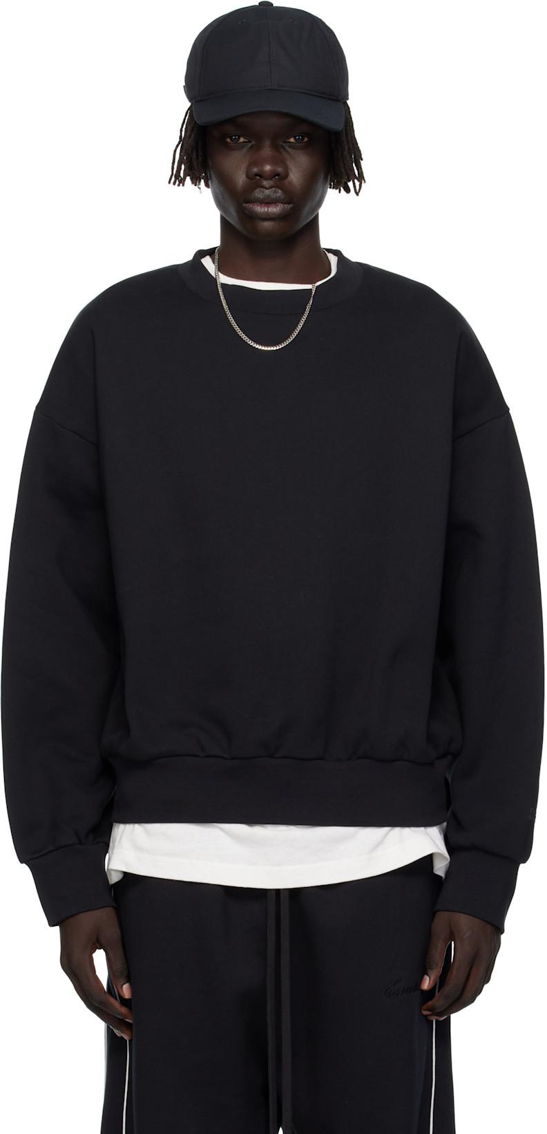 Black Classic Fit Fleece Crewneck Sweatshirt by FEAR OF GOD
