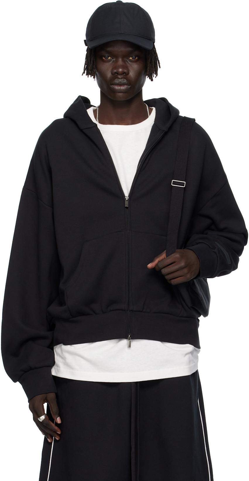 Black Classic Fit Fleece Zip-Up Hoodie by FEAR OF GOD