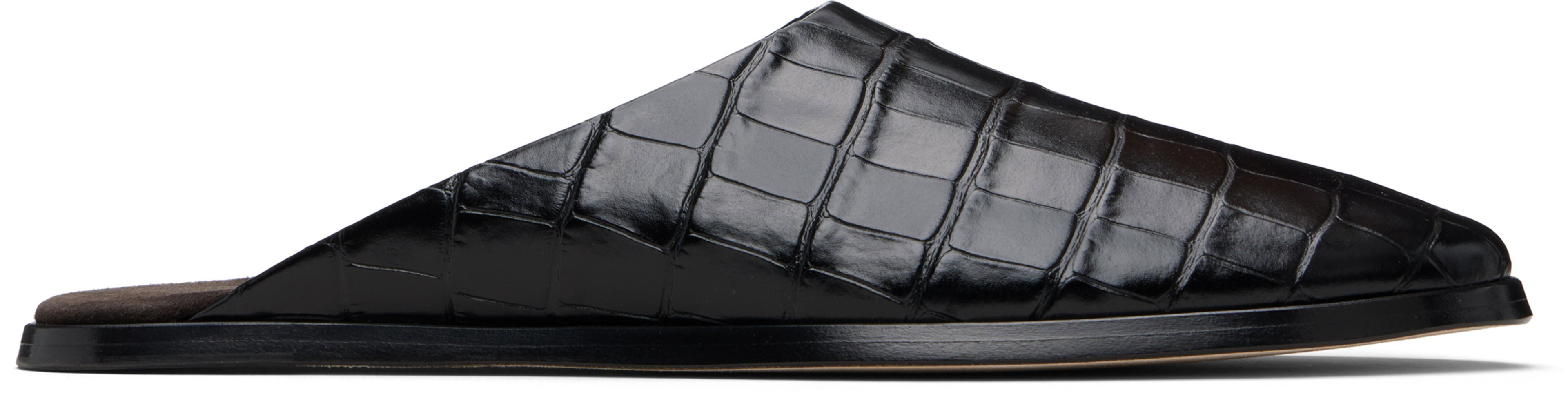 Black Croc Embossed Slides by FEAR OF GOD