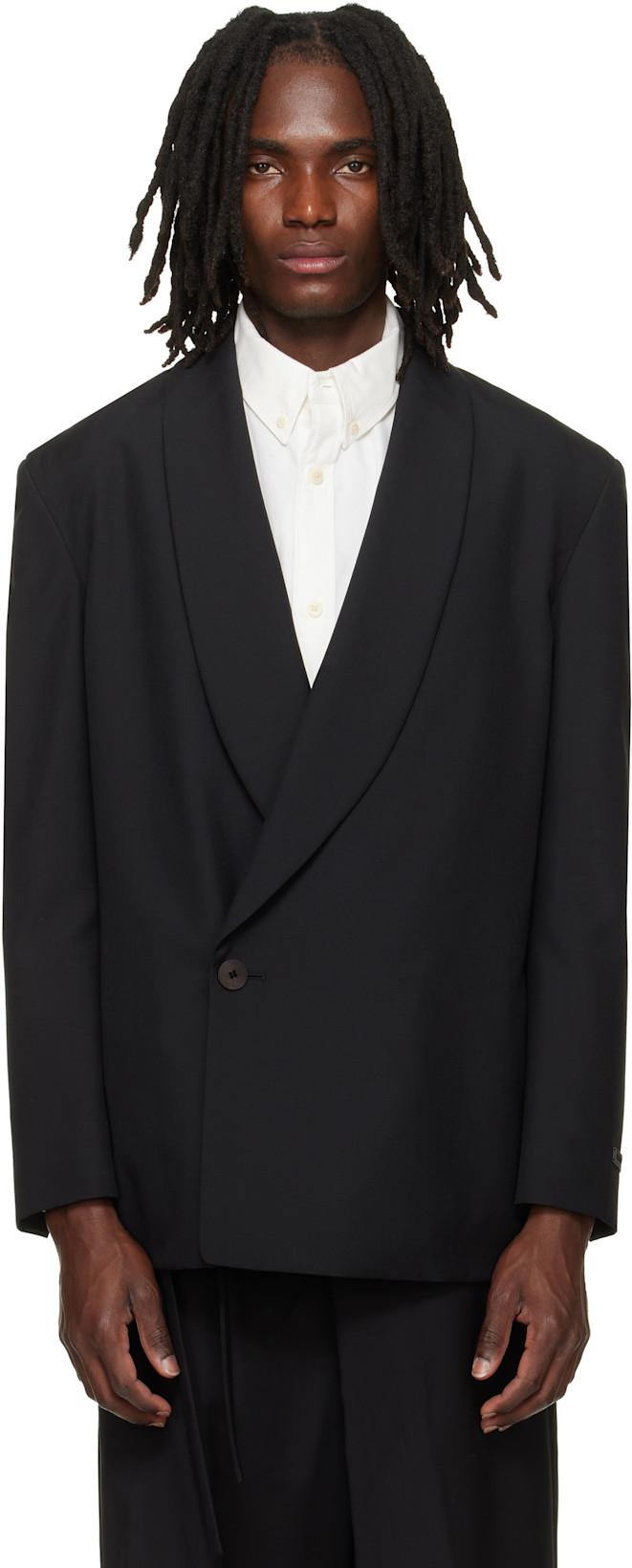 Black Double-Breasted Shawl Collar Blazer by FEAR OF GOD