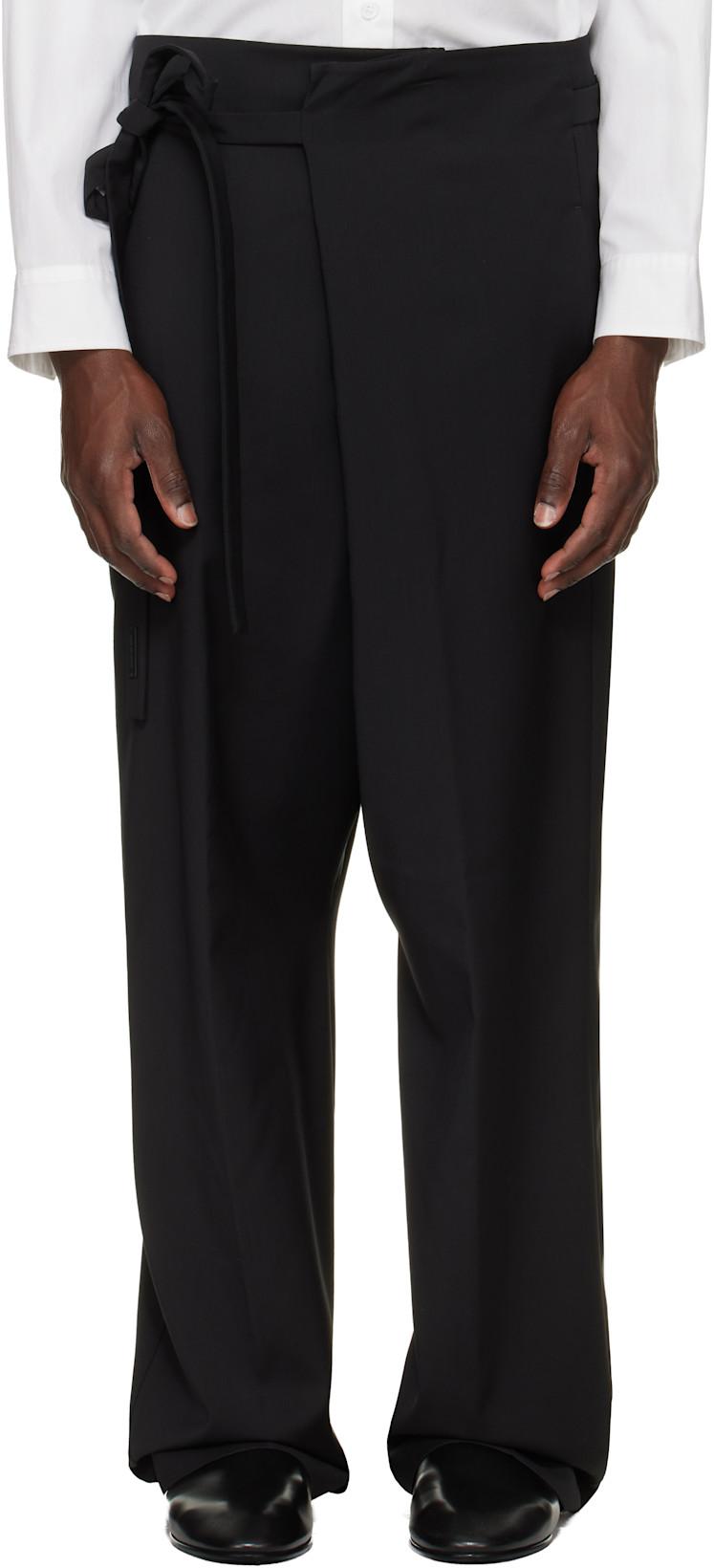 Black Easy Care Wool Wrap Trousers by FEAR OF GOD
