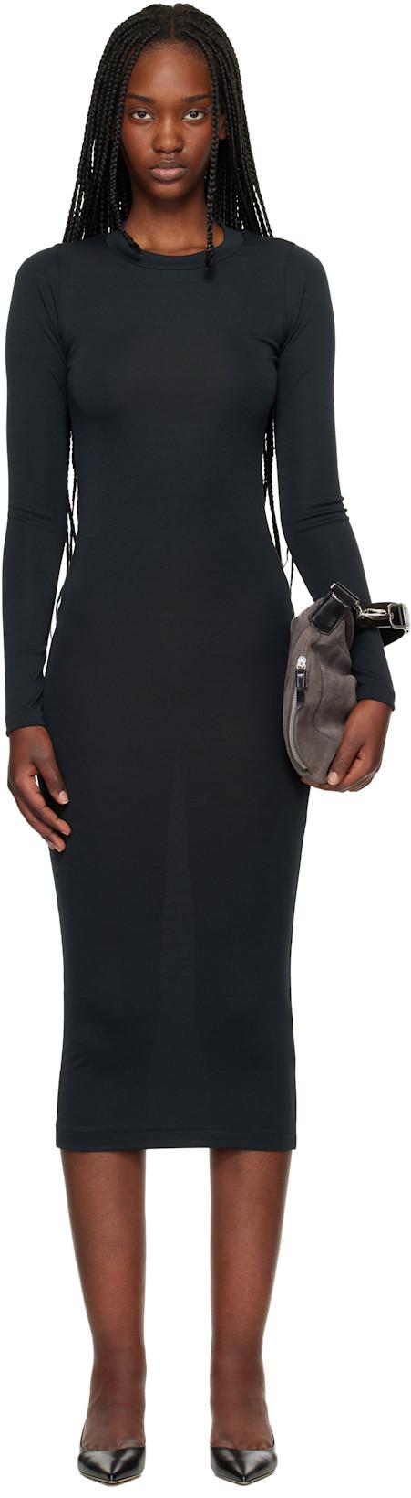 Black Fitted Long Sleeve Maxi Dress by FEAR OF GOD