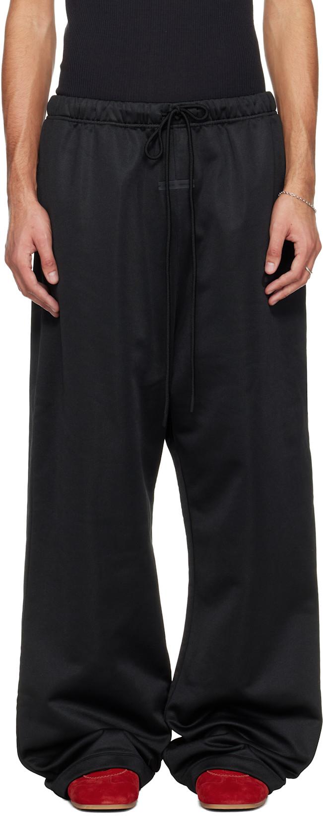 Black Holiday Satin Fleece Lounge Sweatpants by FEAR OF GOD
